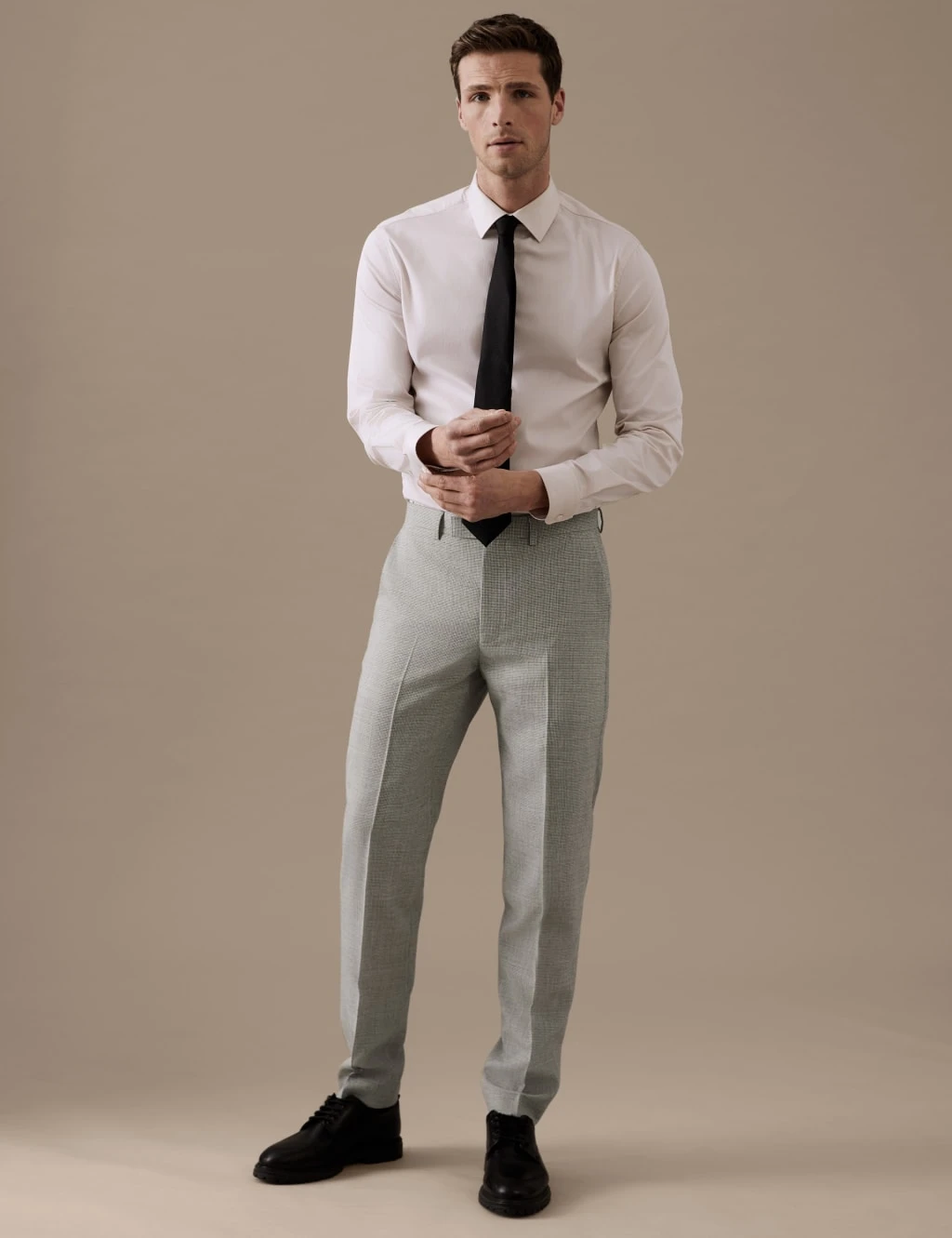 Tailored Fit Pure Wool Puppytooth Suit Trousers 1 Tailored Fit Pure Wool Puppytooth Suit Trousers