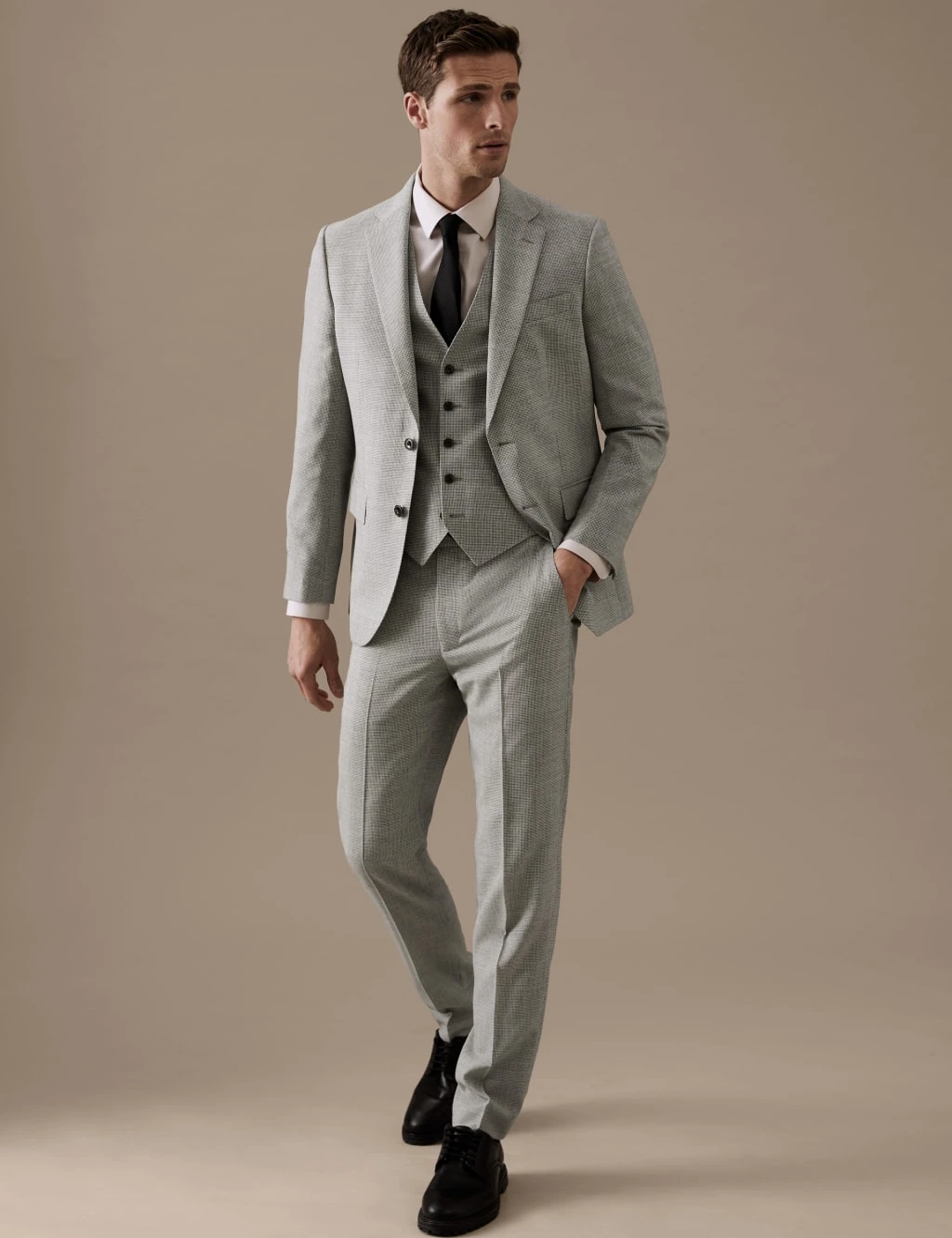 Tailored Fit Pure Wool Puppytooth Suit Trousers 6 Tailored Fit Pure Wool Puppytooth Suit Trousers - Image 6