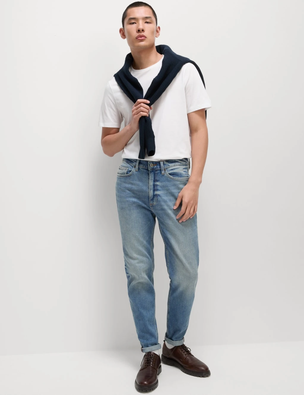 Tapered Fit Vintage Wash Stretch Jeans 4 Tapered Fit Vintage Wash Stretch Jeans - Image 4