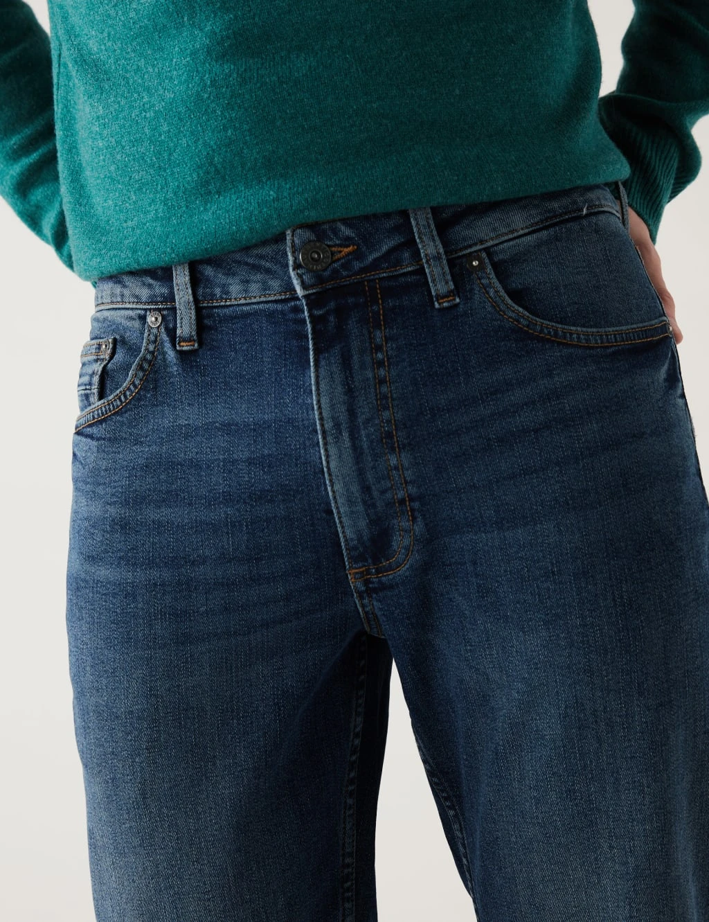 Straight Fit Vintage Wash Stretch Jeans 4 Straight Fit Vintage Wash Stretch Jeans - Image 4