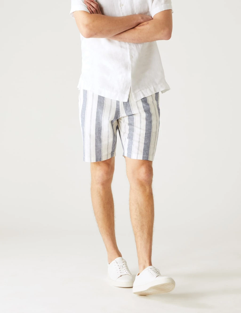 Linen Rich Striped Chino Shorts 1 Linen Rich Striped Chino Shorts