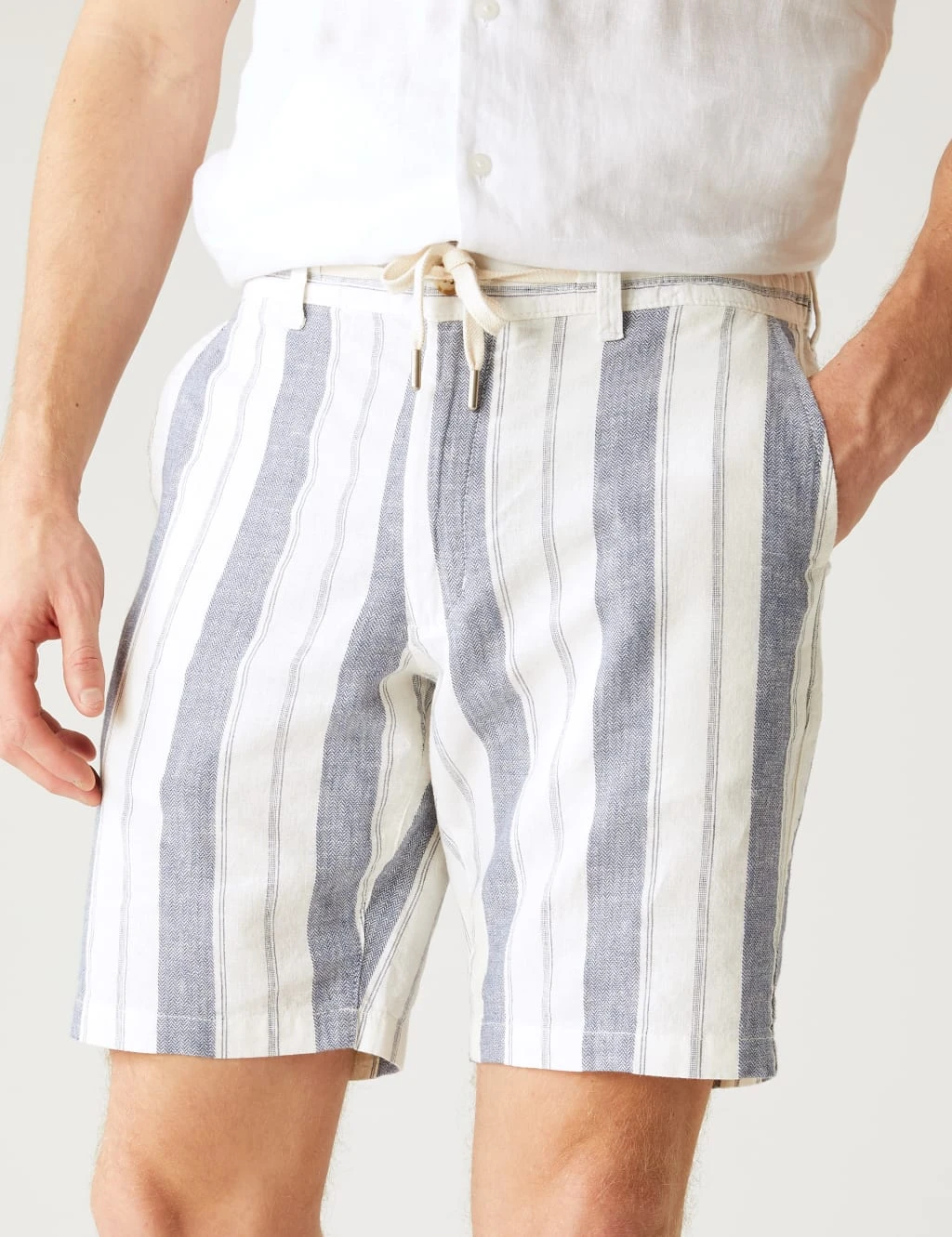 Linen Rich Striped Chino Shorts 3 Linen Rich Striped Chino Shorts - Image 3