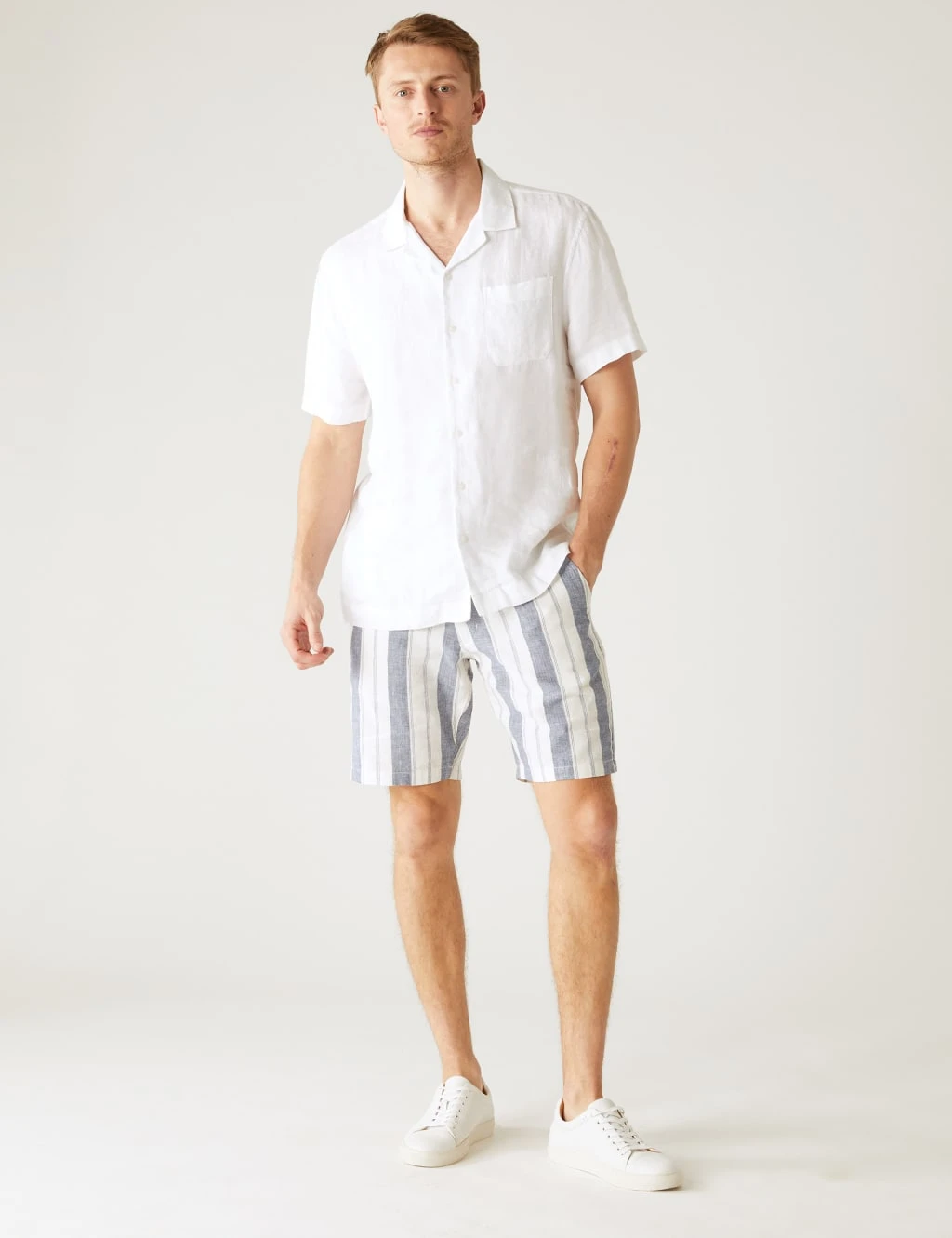 Linen Rich Striped Chino Shorts 4 Linen Rich Striped Chino Shorts - Image 4