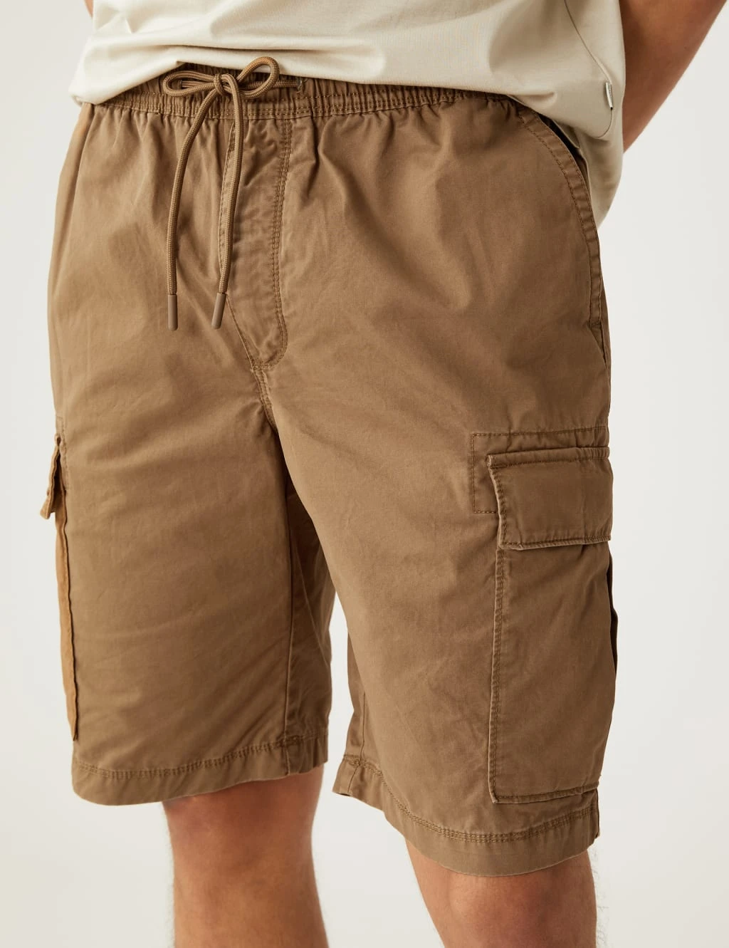 Pure Cotton Elasticated Waist Cargo Shorts 1 Pure Cotton Elasticated Waist Cargo Shorts