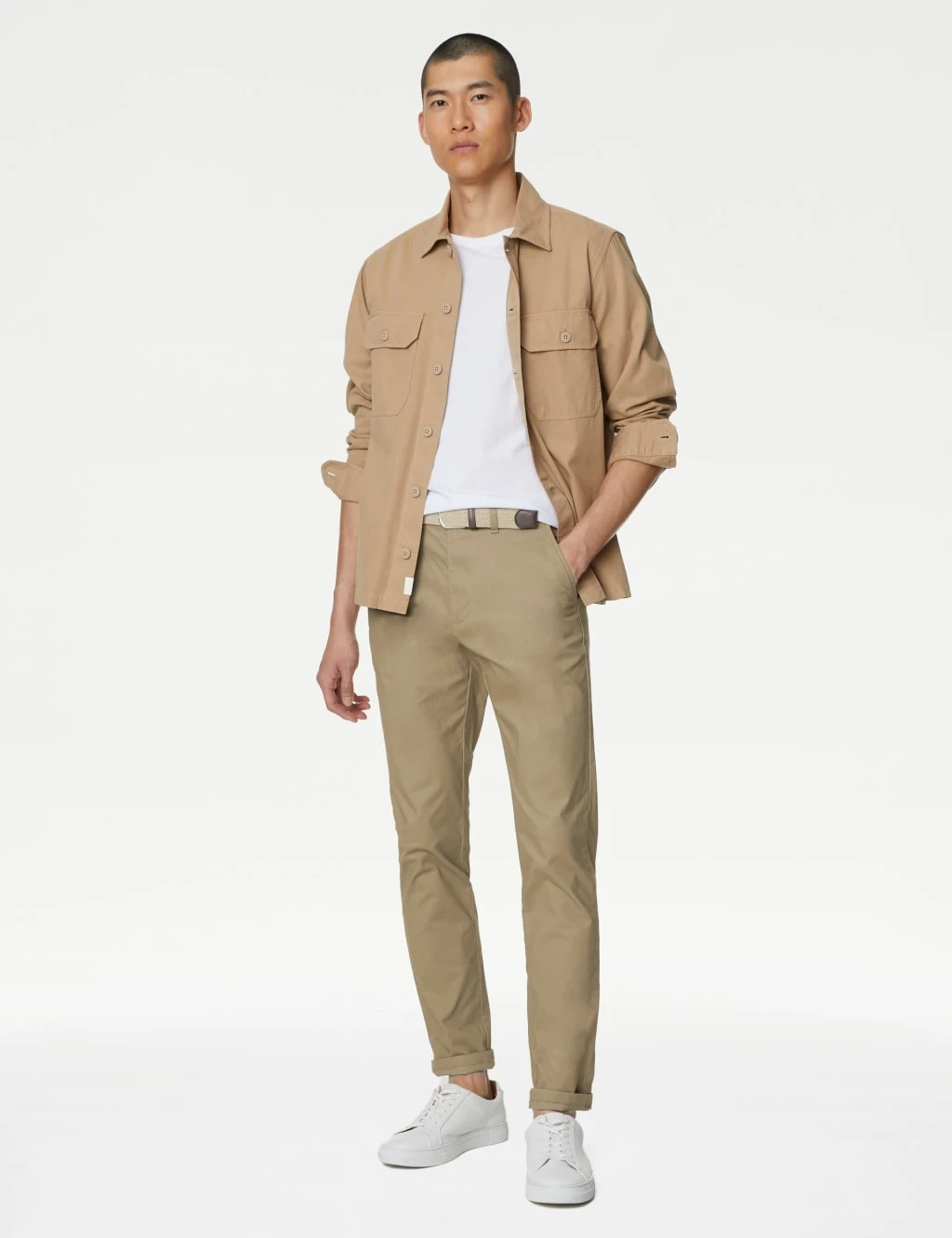 Slim Fit Belted Stretch Chinos 3 Slim Fit Belted Stretch Chinos - Image 3