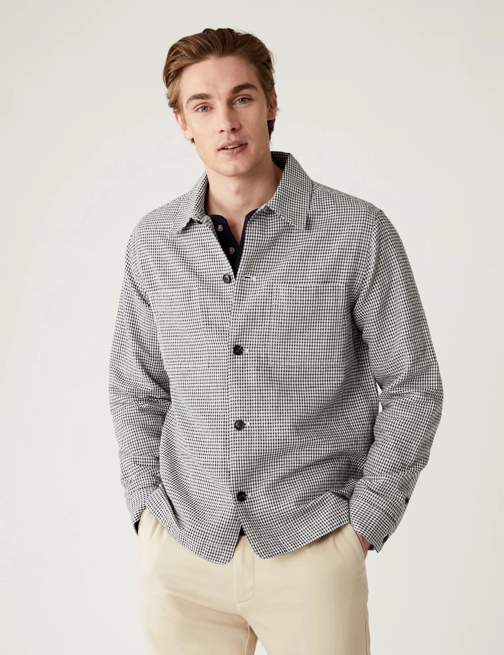 Cotton-Linen Blend Check Overshirt 1 Cotton-Linen Blend Check Overshirt