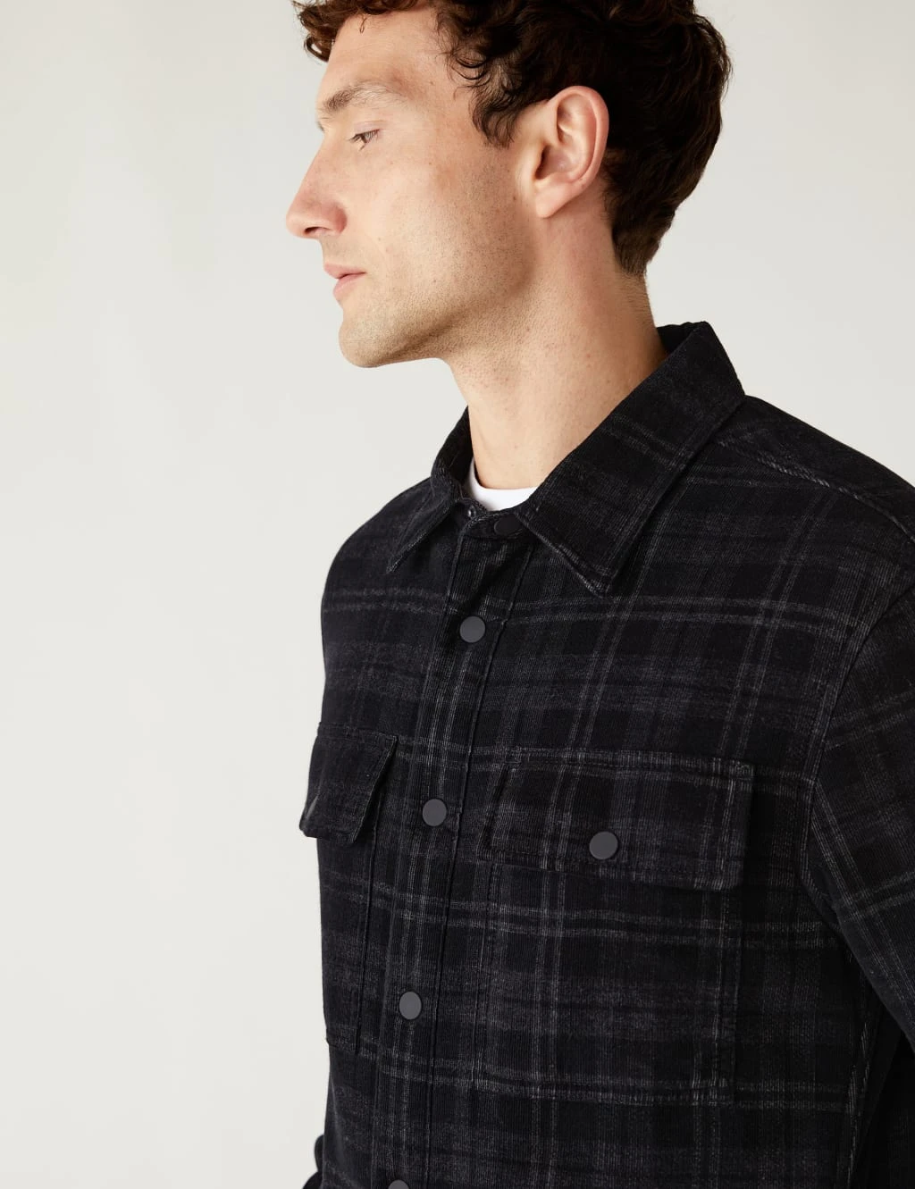 Cotton Blend Corduroy Borg Lined Check Shacket 4 Cotton Blend Corduroy Borg Lined Check Shacket - Image 4