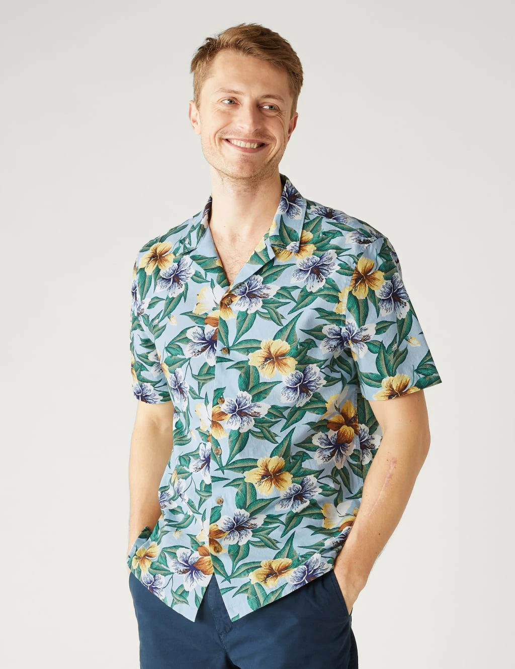 Pure Cotton Floral Revere Shirt 1 Pure Cotton Floral Revere Shirt