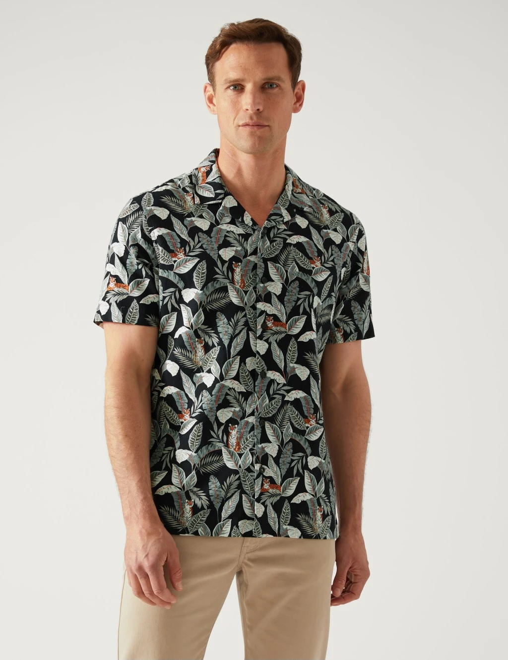 Linen Rich Leaf Print Shirt 4 Linen Rich Leaf Print Shirt - Image 4