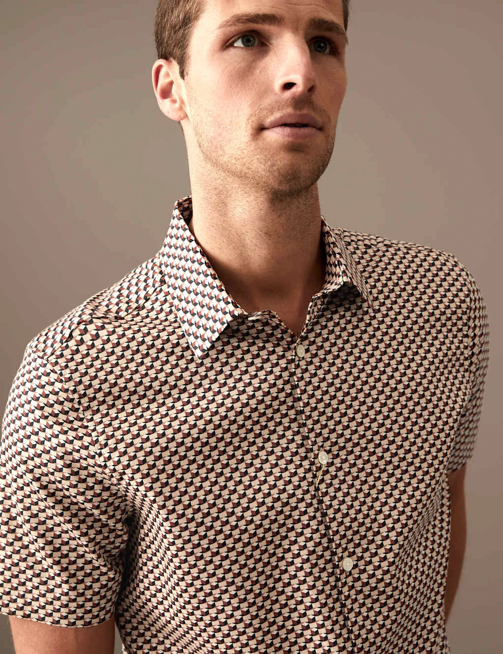 Cotton Rich Geometric Print Shirt 3 Cotton Rich Geometric Print Shirt - Image 3