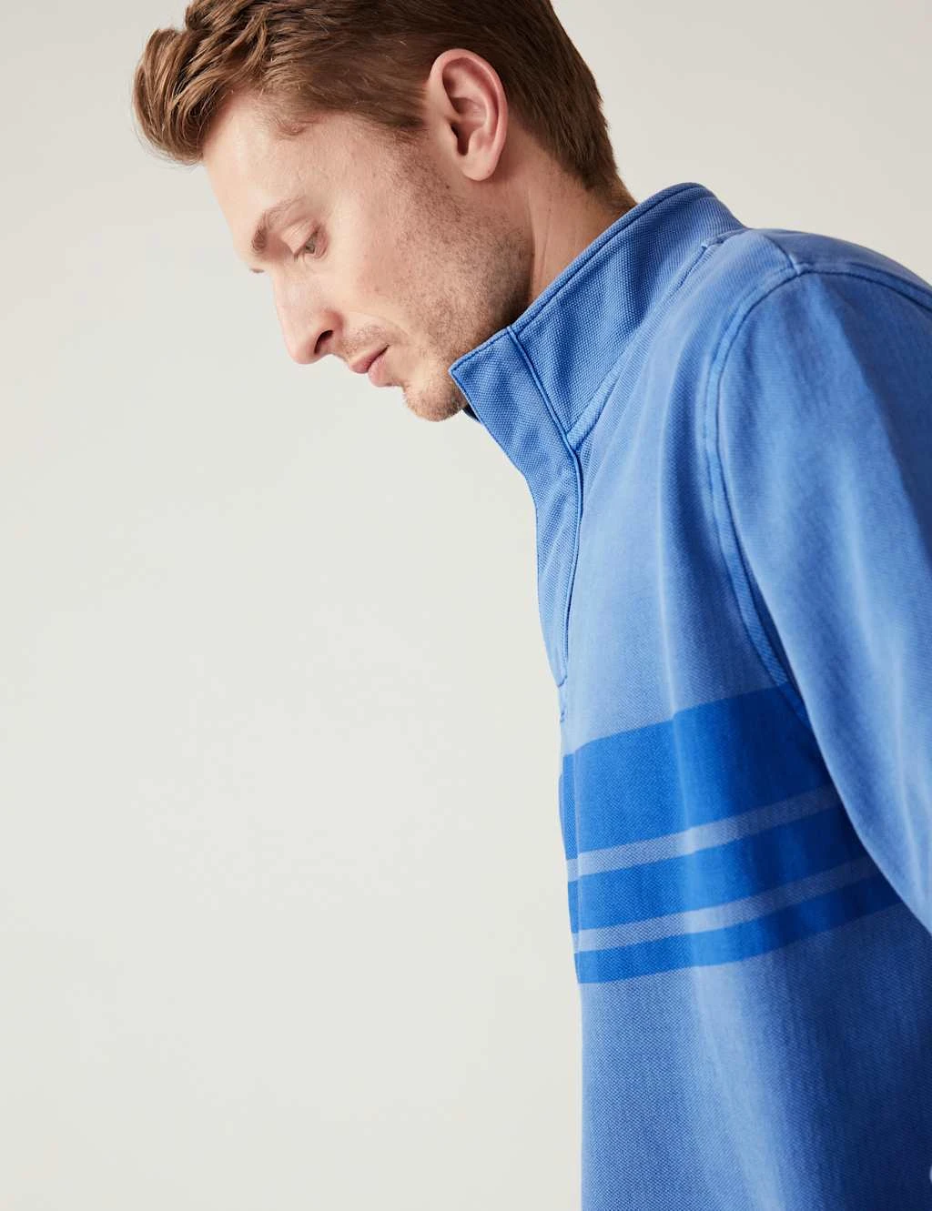 Pure Cotton Striped Funnel Neck Rugby Shirt 5 Pure Cotton Striped Funnel Neck Rugby Shirt - Image 5