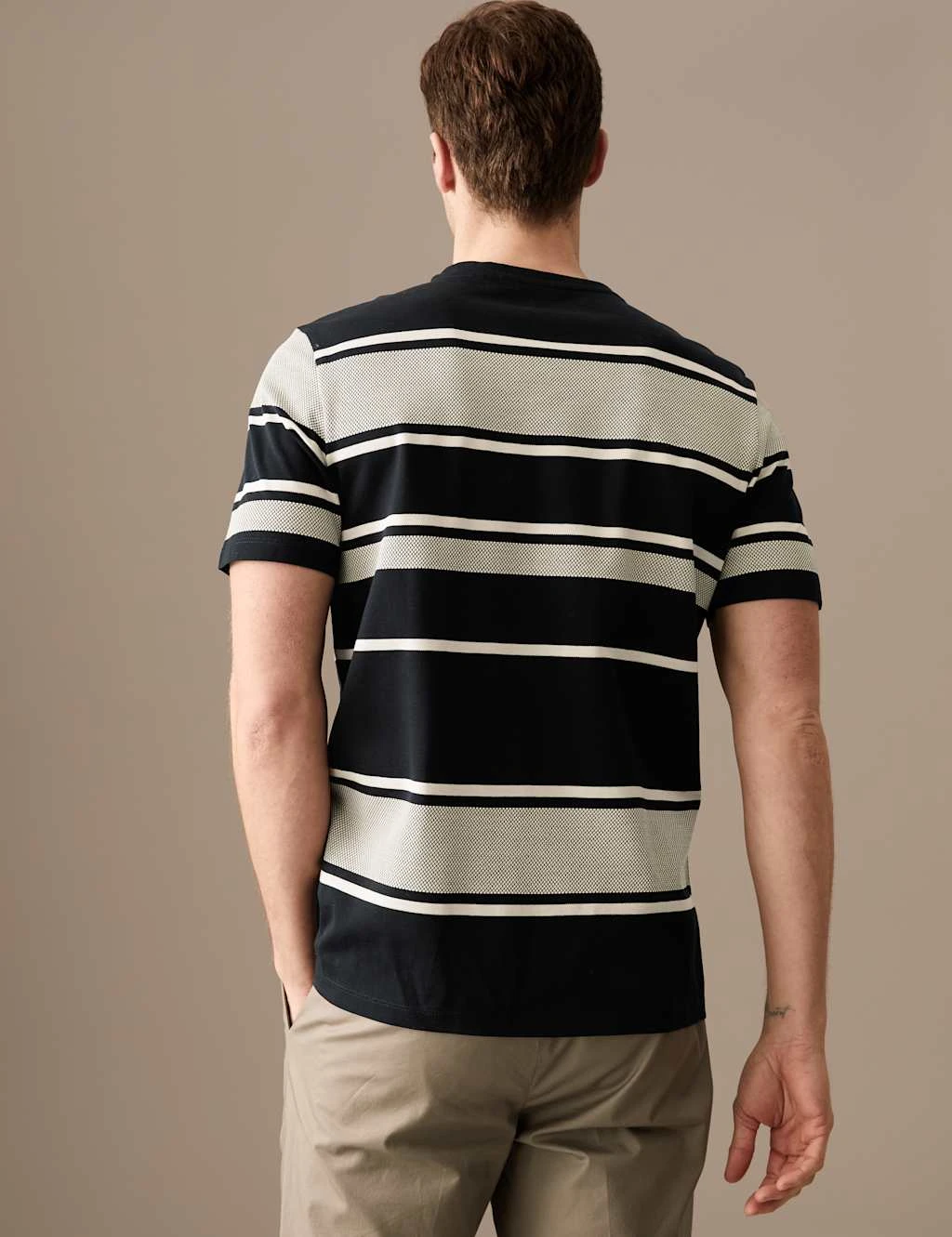 Pure Cotton Striped Textured T-Shirt 5 Pure Cotton Striped Textured T-Shirt - Image 5