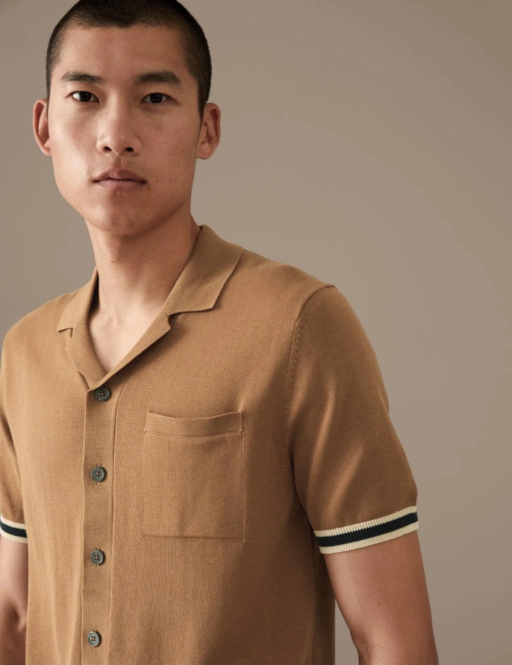 Cotton Rich Tipped Knitted Polo Shirt 3 Cotton Rich Tipped Knitted Polo Shirt - Image 3