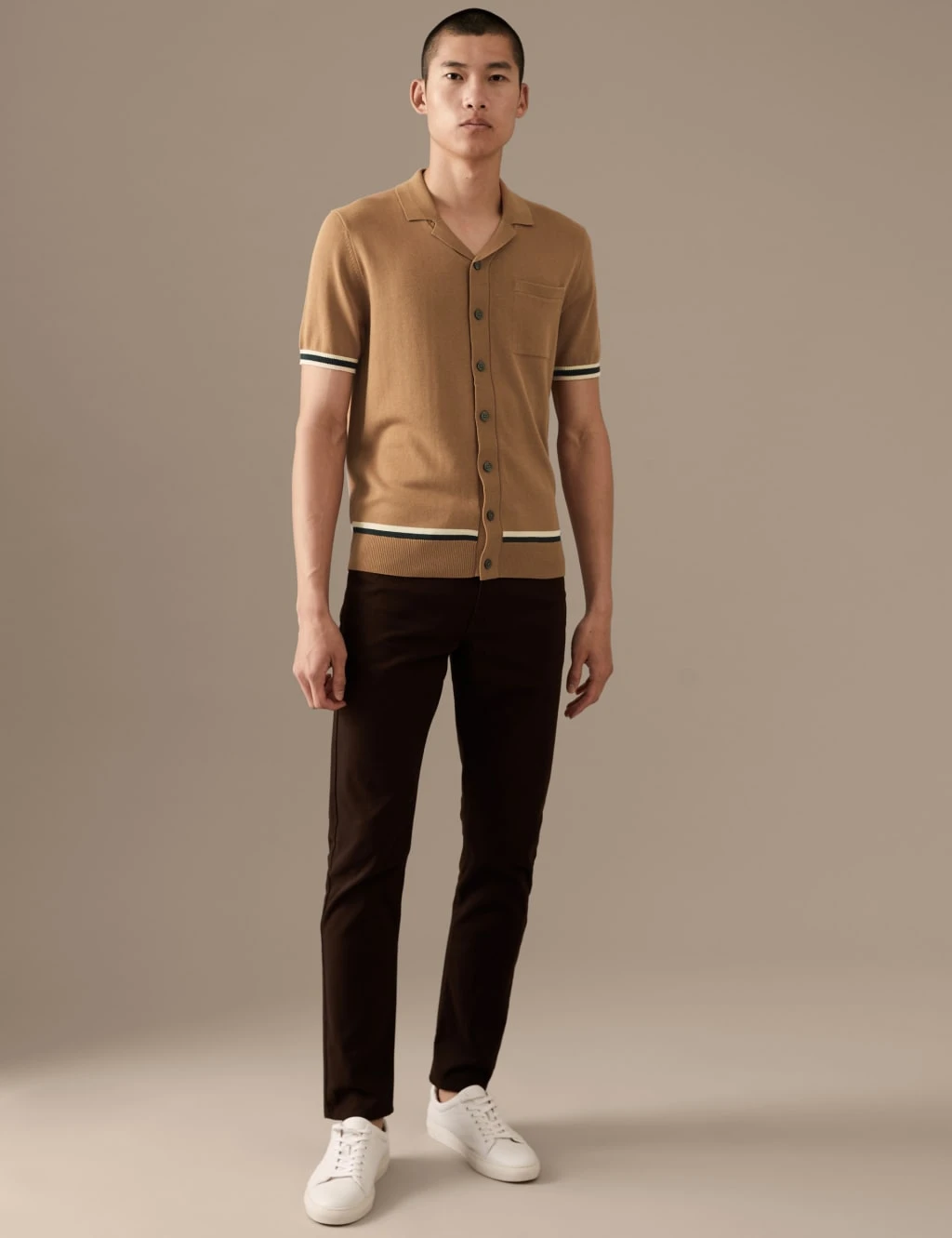 Cotton Rich Tipped Knitted Polo Shirt 4 Cotton Rich Tipped Knitted Polo Shirt - Image 4