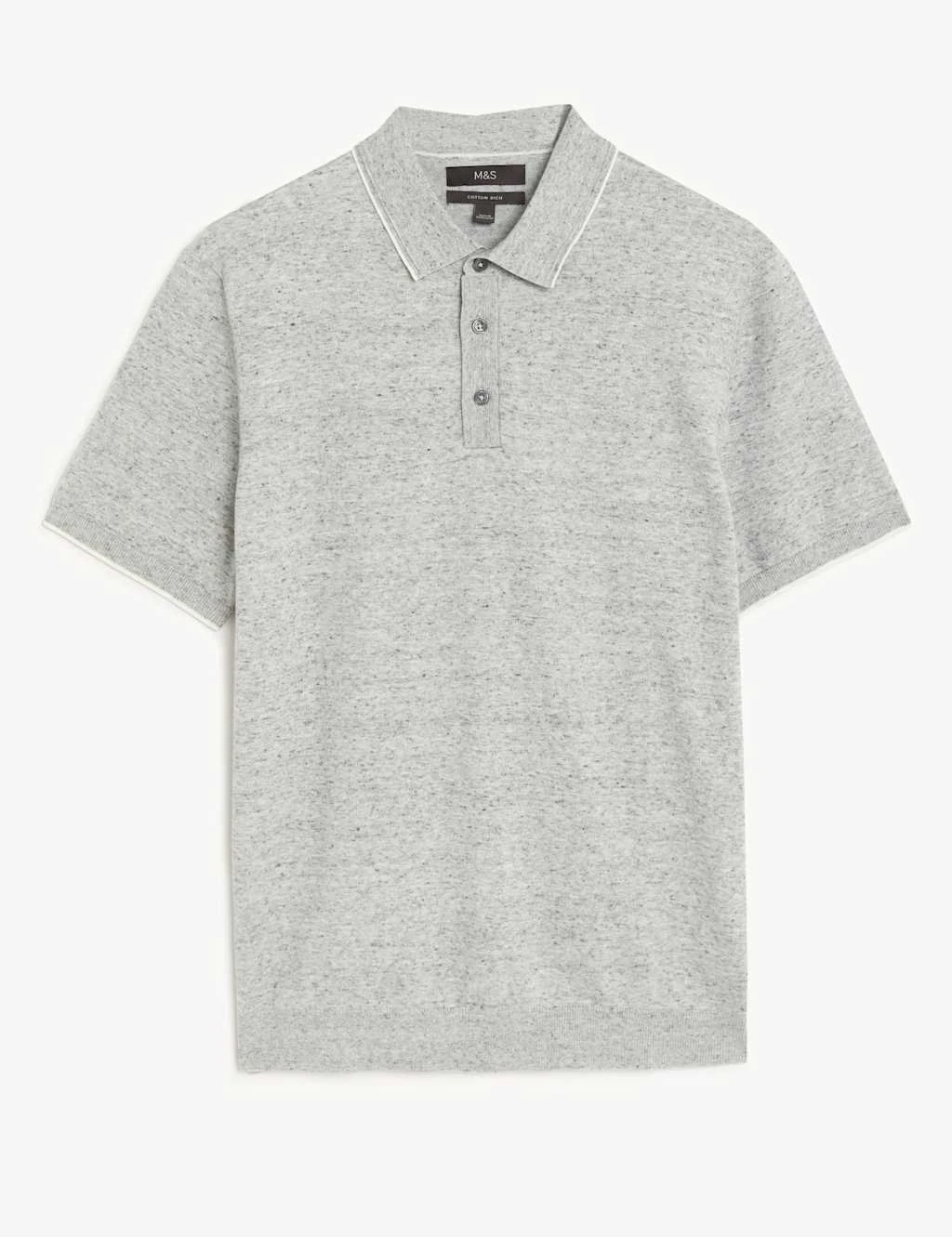 Cotton Rich Short Sleeve Knitted Polo Shirt 2 Cotton Rich Short Sleeve Knitted Polo Shirt - Image 2