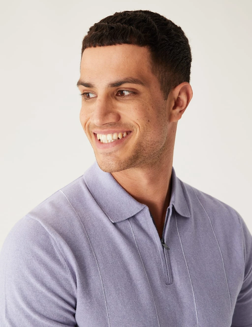 Cotton Rich Striped Knitted Polo Shirt 3 Cotton Rich Striped Knitted Polo Shirt - Image 3