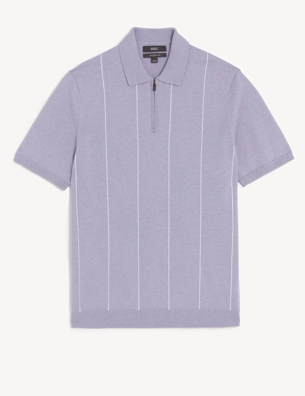 Cotton Rich Striped Knitted Polo Shirt 2 Cotton Rich Striped Knitted Polo Shirt - Image 2