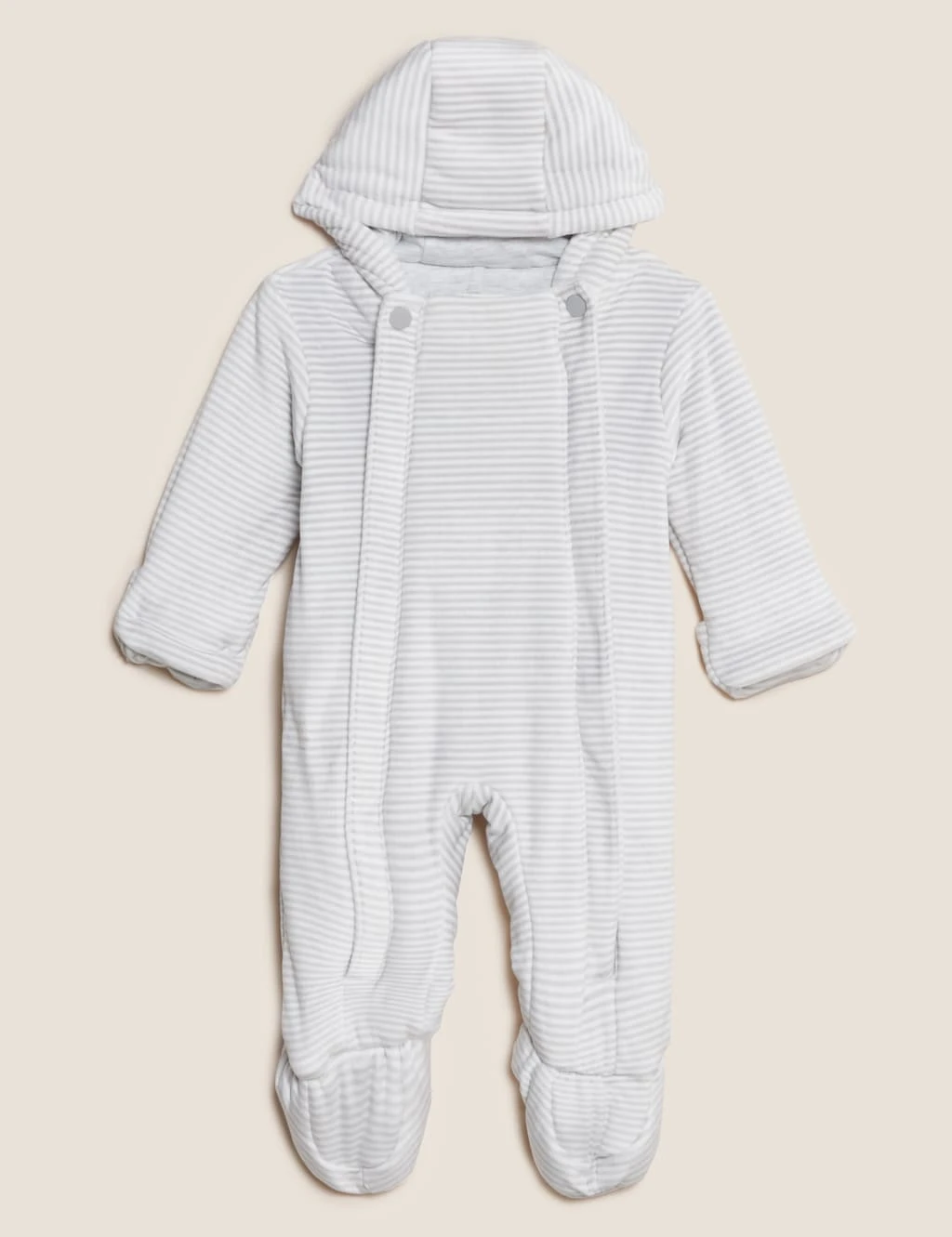 Velour Striped Pramsuit (0-12 Mths) 1 Velour Striped Pramsuit (0-12 Mths)