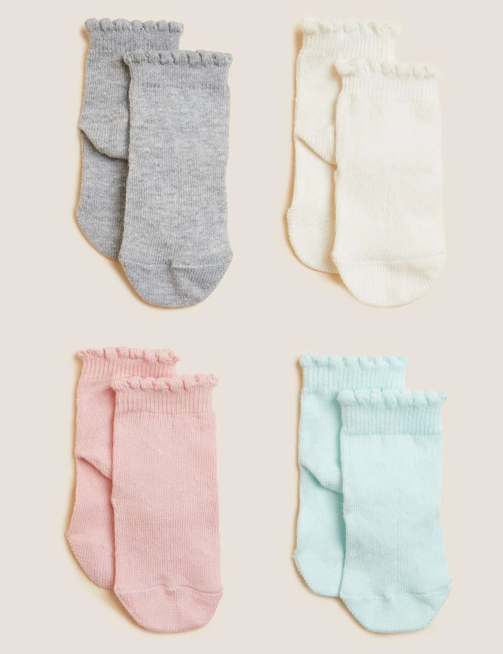 4pk Cotton Rich Baby Socks (0-3 Yrs) 1 4pk Cotton Rich Baby Socks (0-3 Yrs)