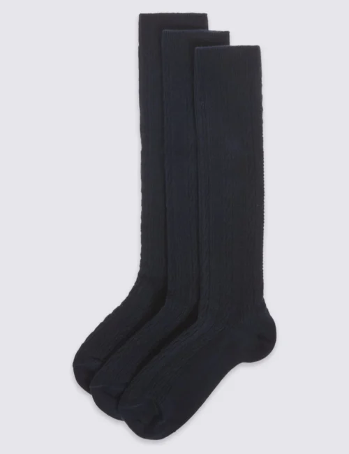 3pk Of Cable Knee High Socks
