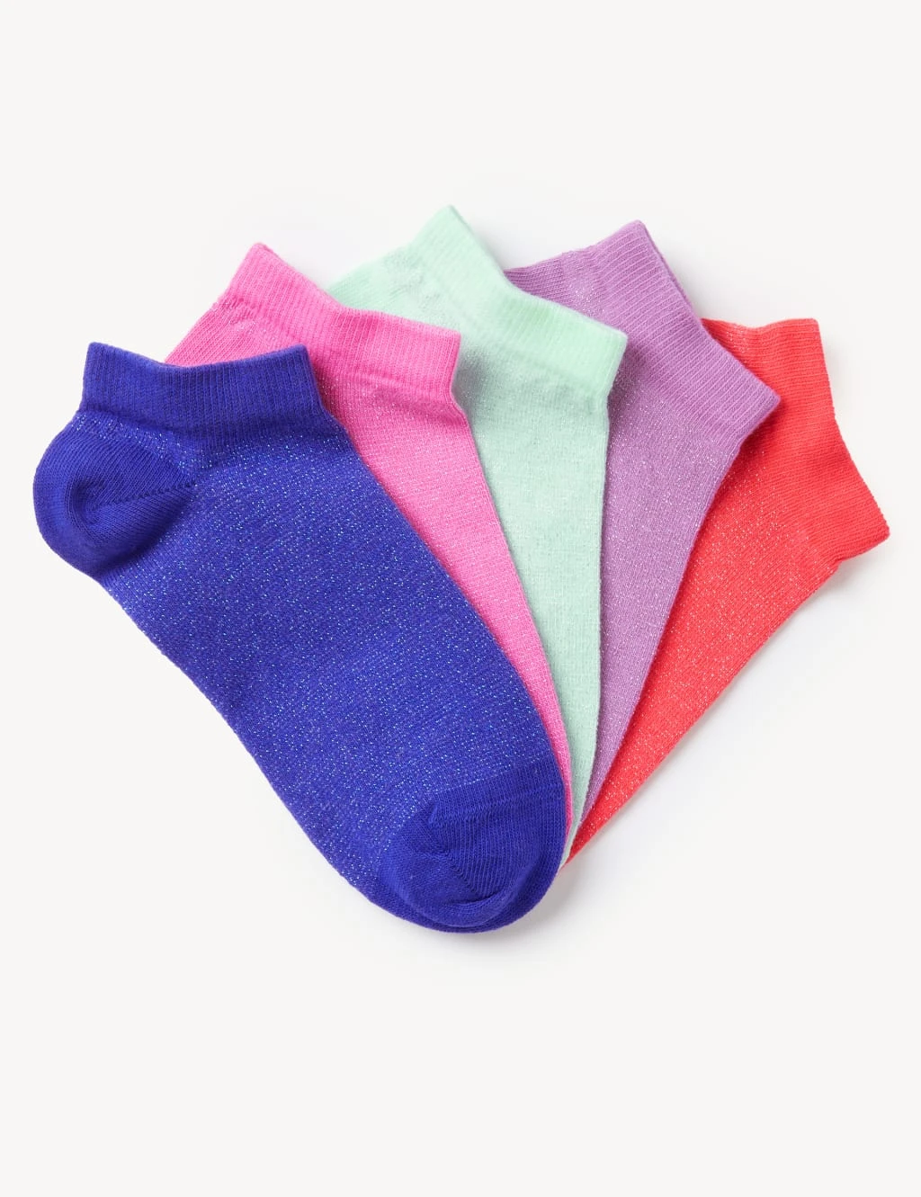 5pk Cotton Rich Sparkly Trainer Liner Socks 1 5pk Cotton Rich Sparkly Trainer Liner Socks