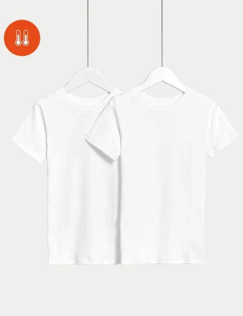 2pk Thermal Cotton Blend Short Sleeve Vests (2 - 14 Yrs)