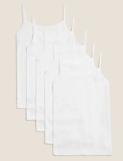 5pk Pure Cotton Camisoles (2-16 Yrs)