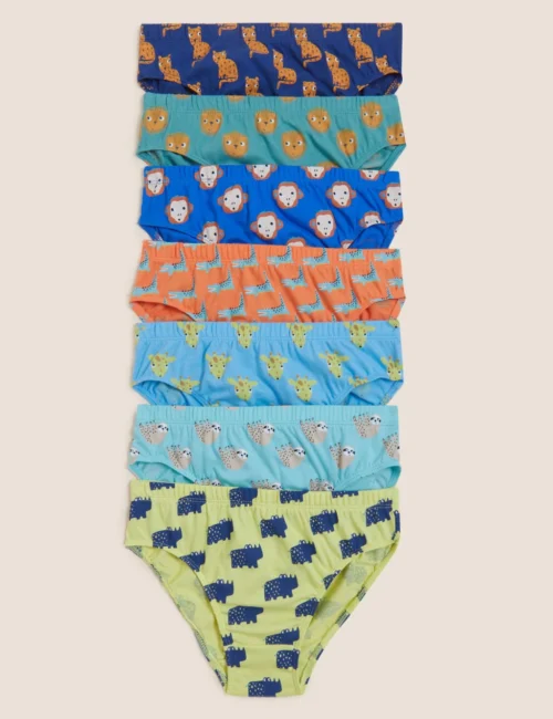 7pk Pure Cotton Animal Briefs (18 Mths - 10 Yrs)