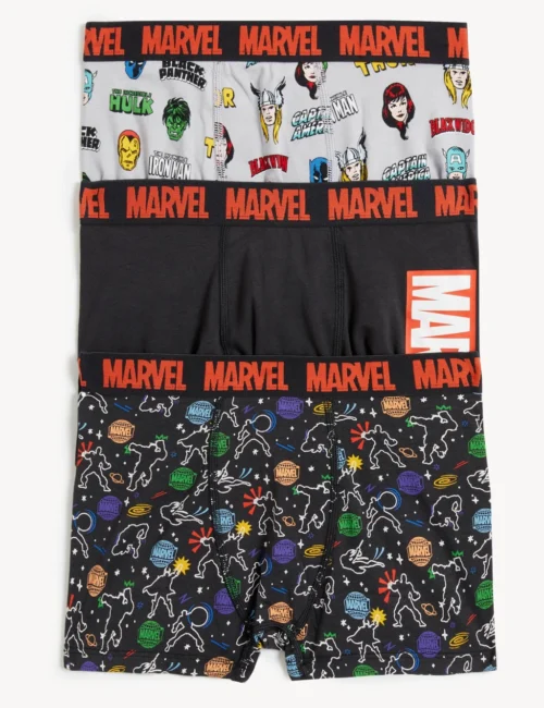 3pk Cotton Rich Marvel™ Trunks (3-16 Yrs)