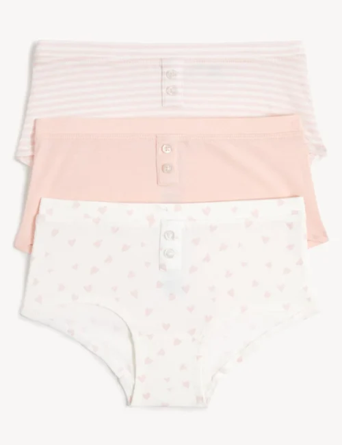 3pk Cotton With Stretch Patterned Shorts (6-16 Yrs)