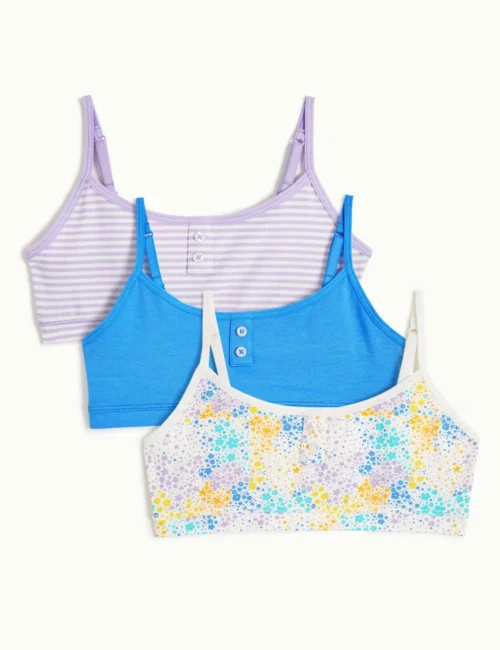 3pk Cotton Rich Printed Cropped Tops (6-16 Yrs)