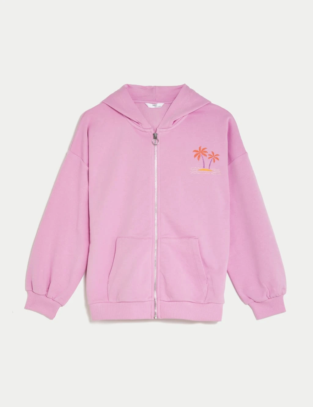 Cotton Rich Zip Palm Tree Print Hoodie (6-16 Yrs) 1 Cotton Rich Zip Palm Tree Print Hoodie (6-16 Yrs)