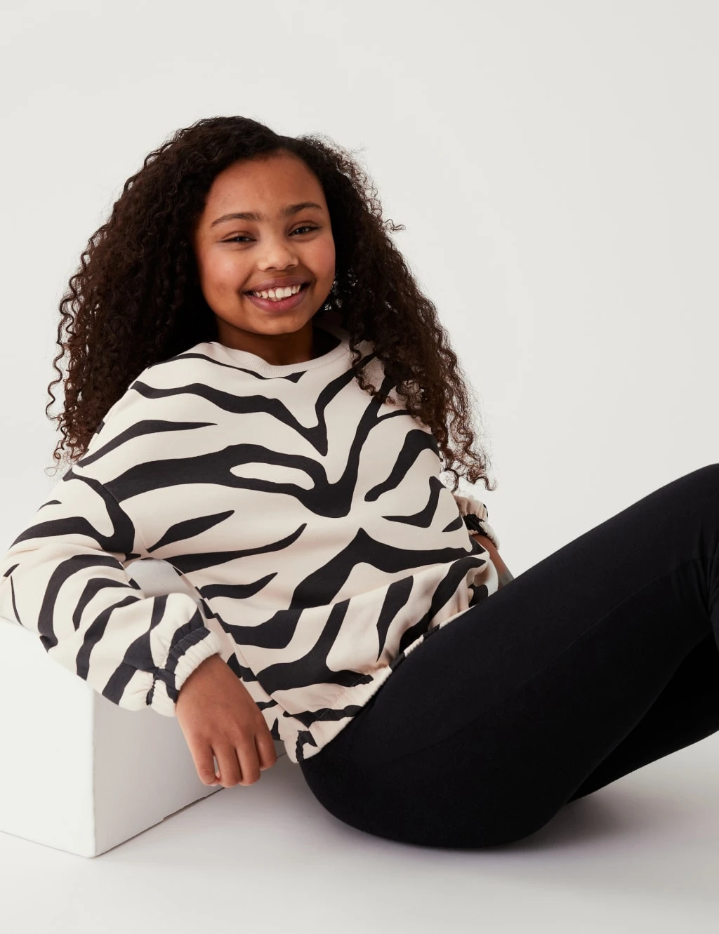 Cotton Rich Zebra Print Sweatshirt (6-16 Yrs) 1 Cotton Rich Zebra Print Sweatshirt (6-16 Yrs)