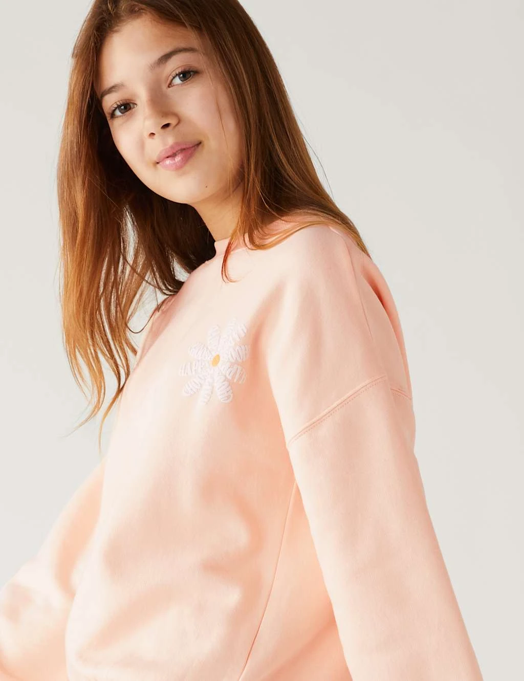 No Brand Cotton Rich Flower Sweatshirt (6-16 Yrs) 3 No Brand Cotton Rich Flower Sweatshirt (6-16 Yrs) - Image 3