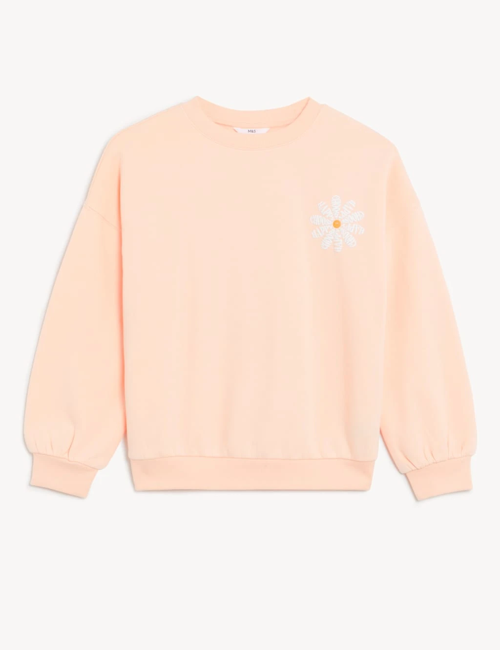 No Brand Cotton Rich Flower Sweatshirt (6-16 Yrs) 2 No Brand Cotton Rich Flower Sweatshirt (6-16 Yrs) - Image 2