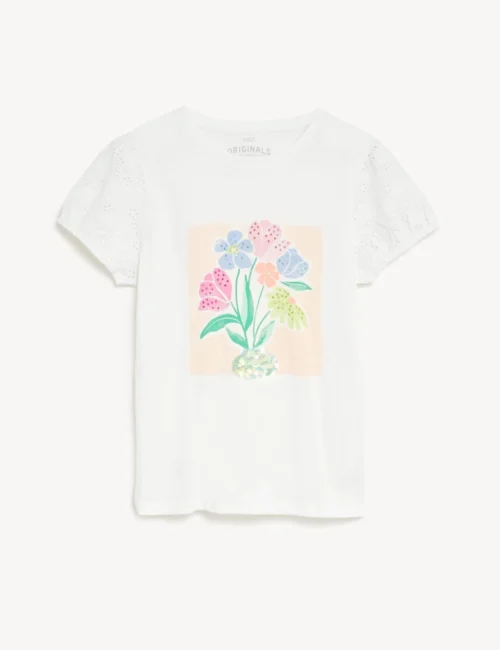 Pure Cotton Floral T-Shirt (6-16 Yrs)