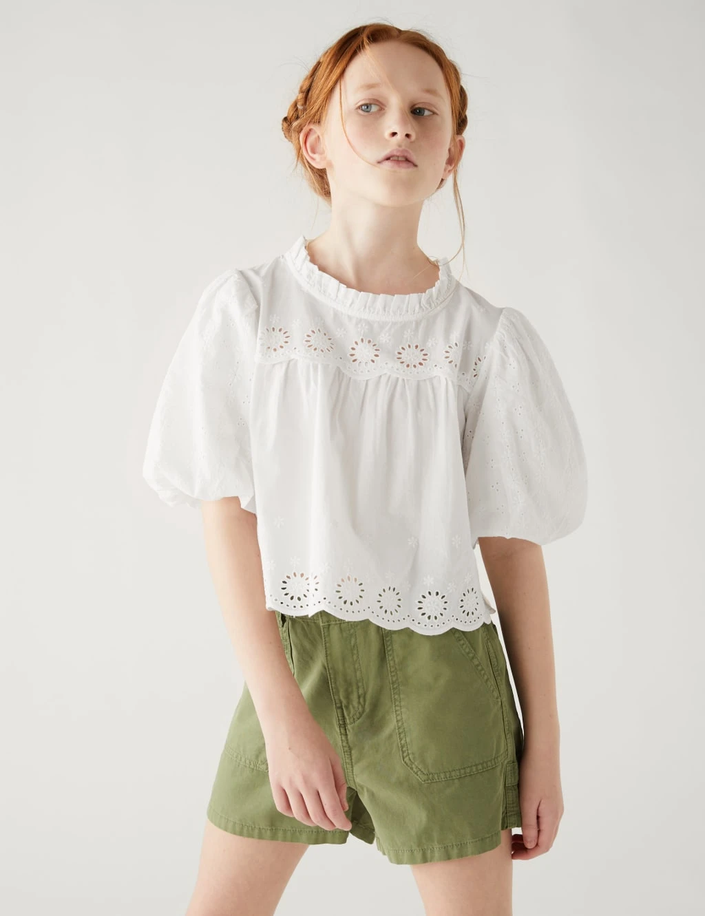 Pure Cotton Broderie Blouse (6-16 Yrs) 1 Pure Cotton Broderie Blouse (6-16 Yrs)