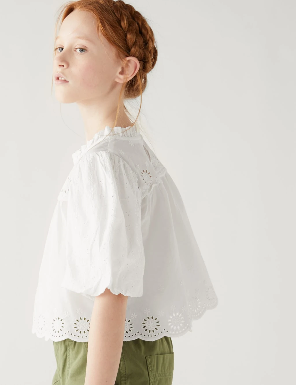 Pure Cotton Broderie Blouse (6-16 Yrs) 3 Pure Cotton Broderie Blouse (6-16 Yrs) - Image 3