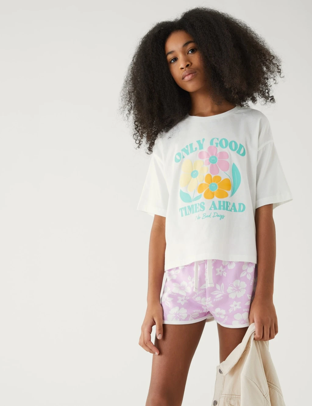 Pure Cotton Floral Slogan T-Shirt (6-16 Yrs) 3 Pure Cotton Floral Slogan T-Shirt (6-16 Yrs) - Image 3