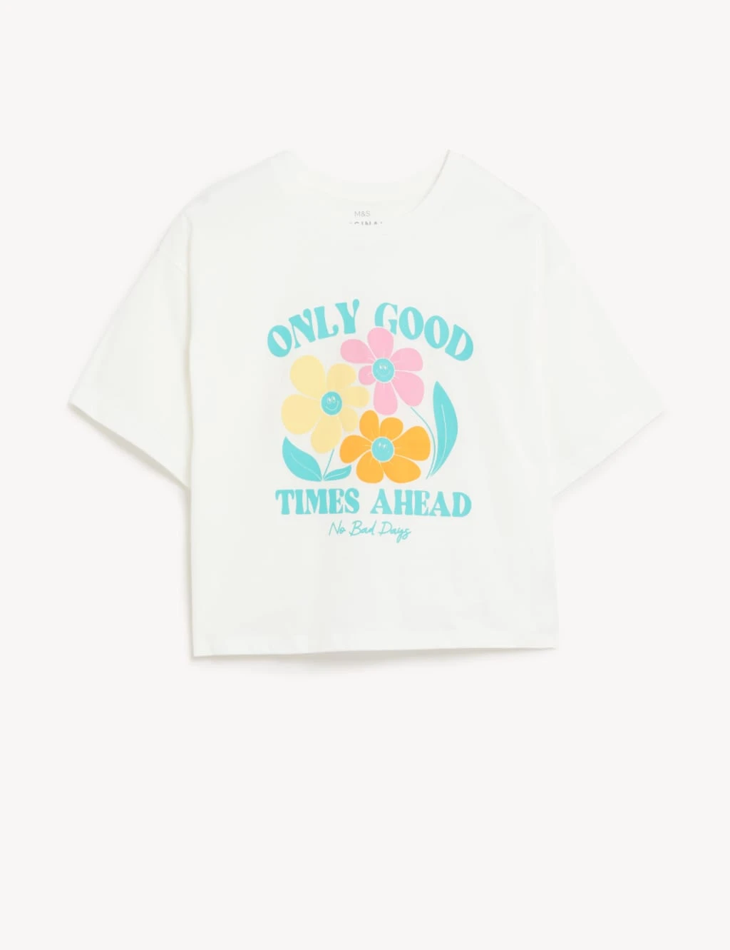 Pure Cotton Floral Slogan T-Shirt (6-16 Yrs) 2 Pure Cotton Floral Slogan T-Shirt (6-16 Yrs) - Image 2