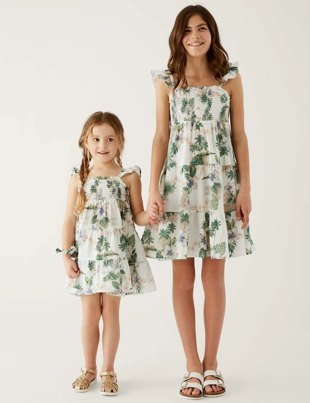 Pure Cotton Tropical Tiered Dress (6-16 Yrs) 3 Pure Cotton Tropical Tiered Dress (6-16 Yrs) - Image 3