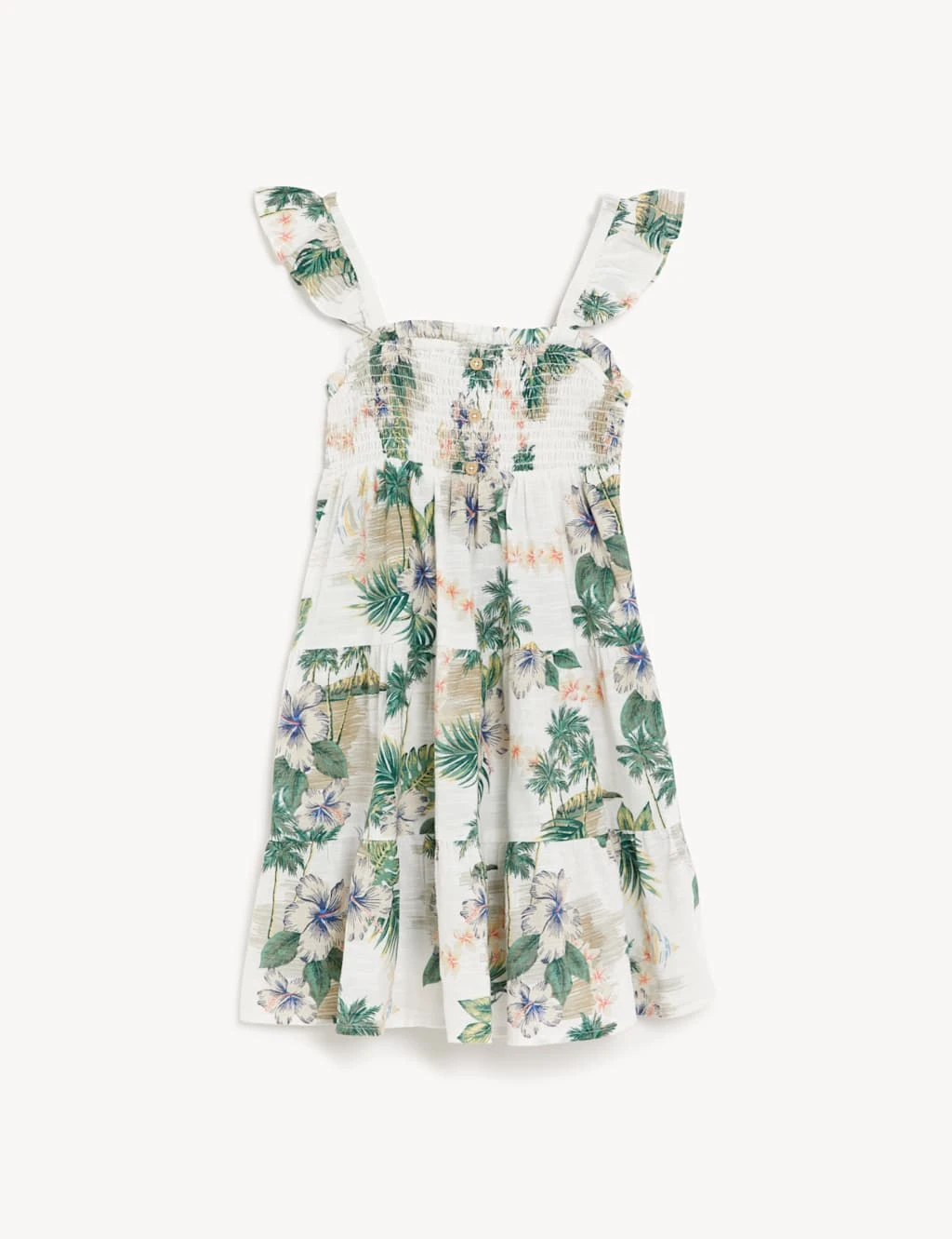Pure Cotton Tropical Tiered Dress (6-16 Yrs) 2 Pure Cotton Tropical Tiered Dress (6-16 Yrs) - Image 2