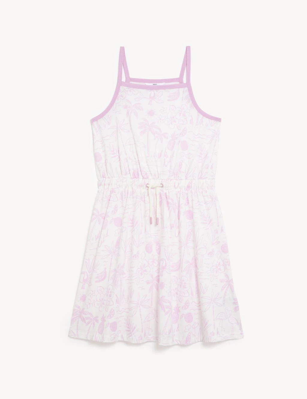 Pure Cotton Tropical Print Dress (6-16 Yrs) 2 Pure Cotton Tropical Print Dress (6-16 Yrs) - Image 2