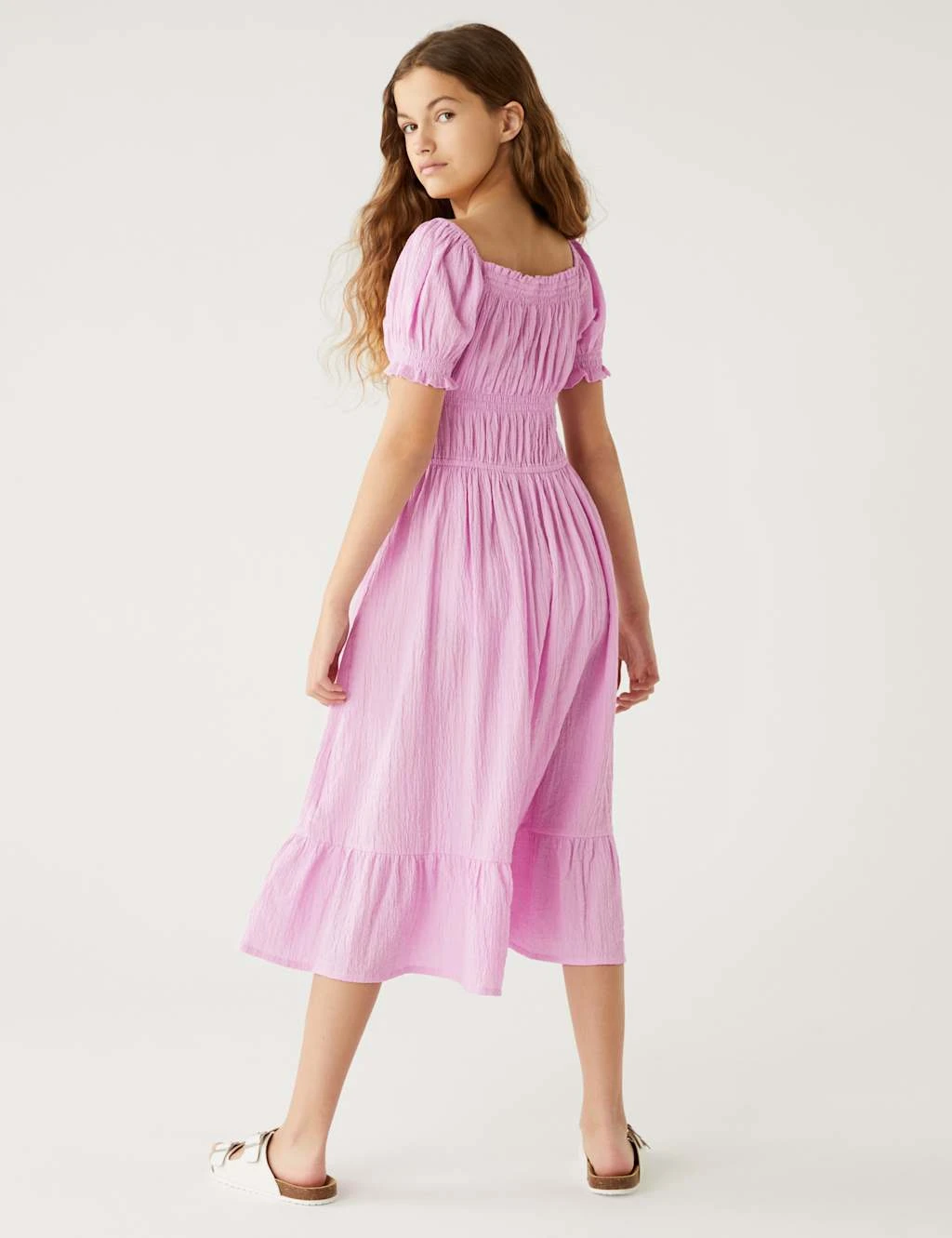 Cotton Rich Shirred Dress (6 - 16 Yrs) 4 Cotton Rich Shirred Dress (6 - 16 Yrs) - Image 4