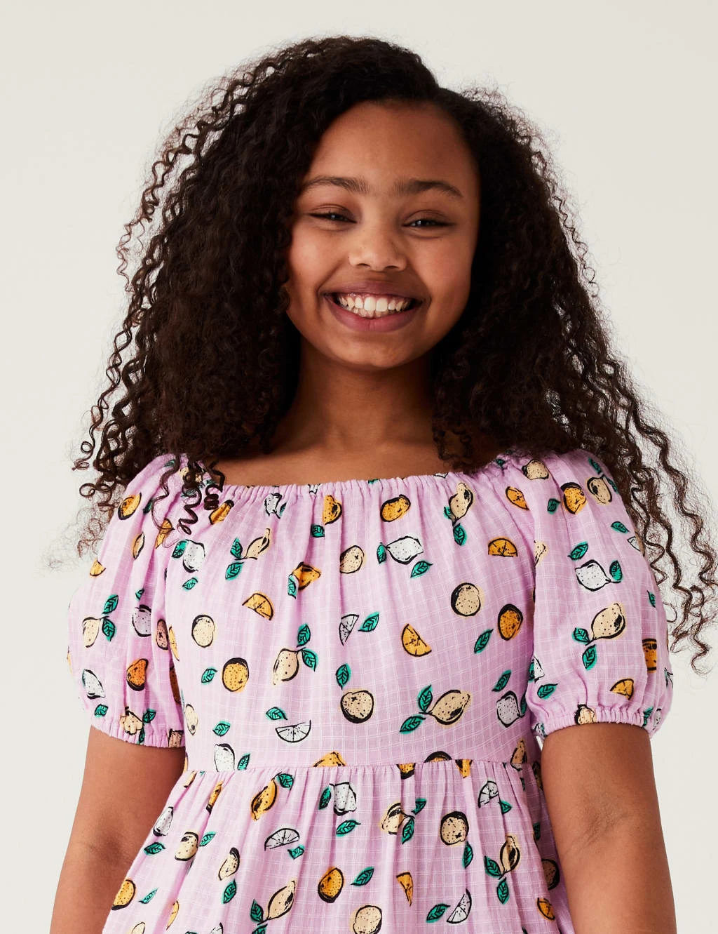 Pure Cotton Fruit Print Dress (6-16 Yrs) 3 Pure Cotton Fruit Print Dress (6-16 Yrs) - Image 3