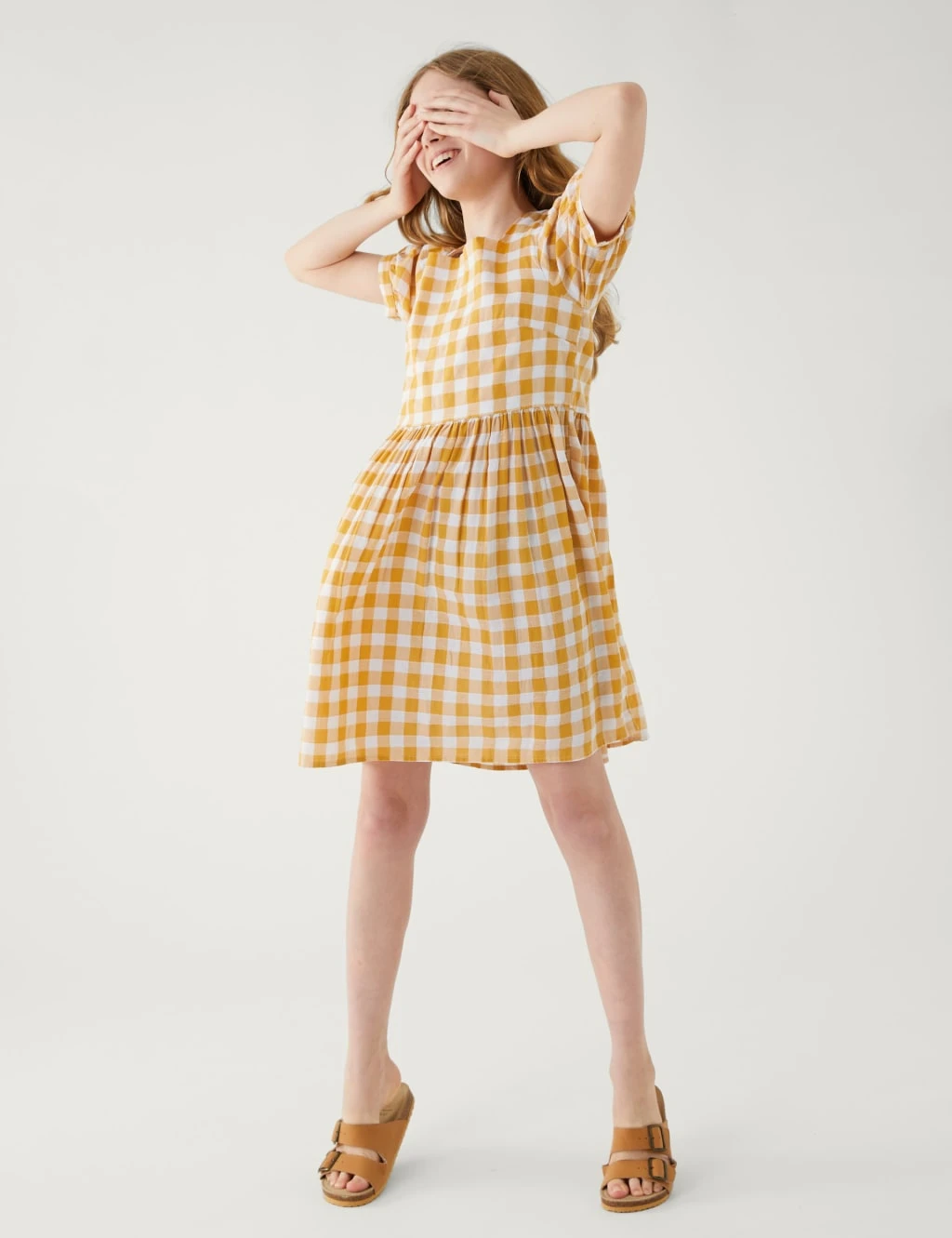 Pure Cotton Checked Dress (6-16 Yrs) 1 Pure Cotton Checked Dress (6-16 Yrs)
