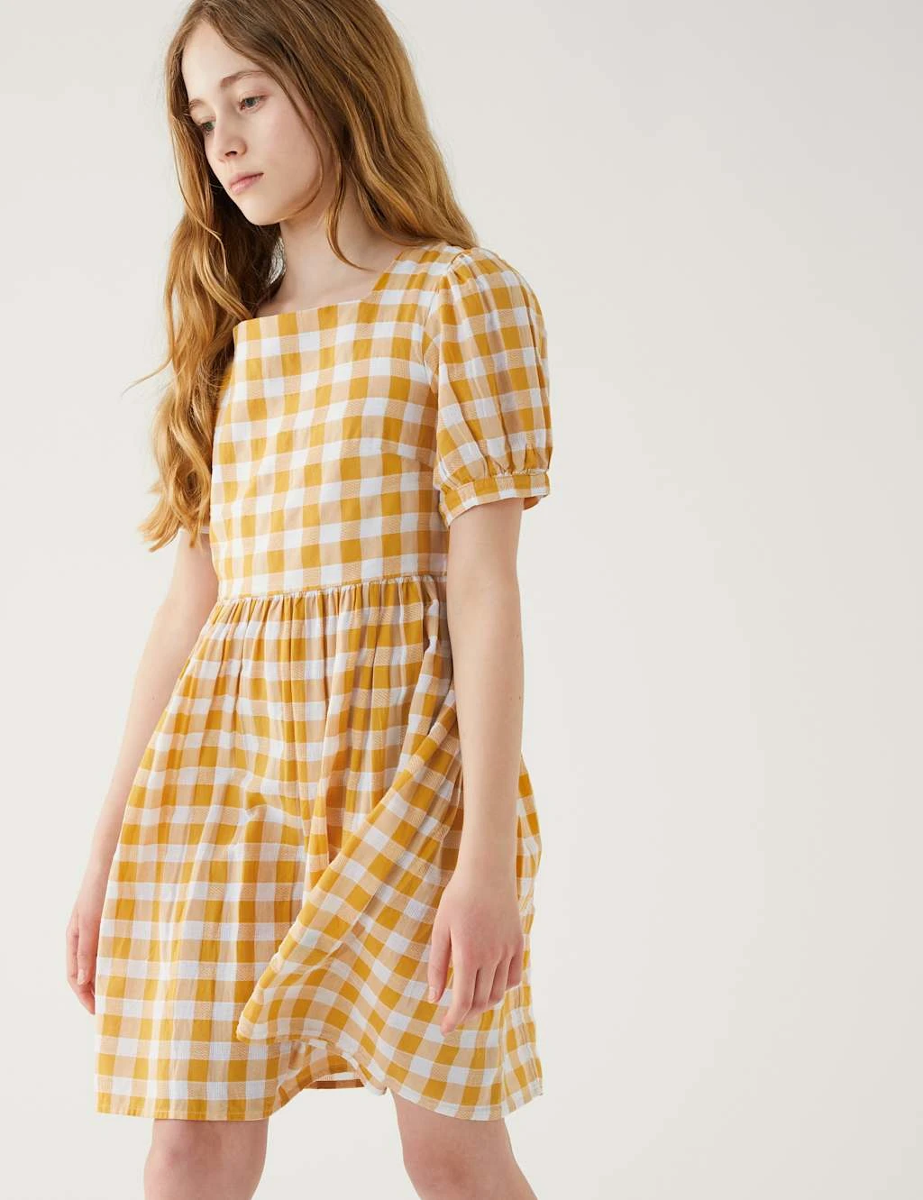 Pure Cotton Checked Dress (6-16 Yrs) 3 Pure Cotton Checked Dress (6-16 Yrs) - Image 3