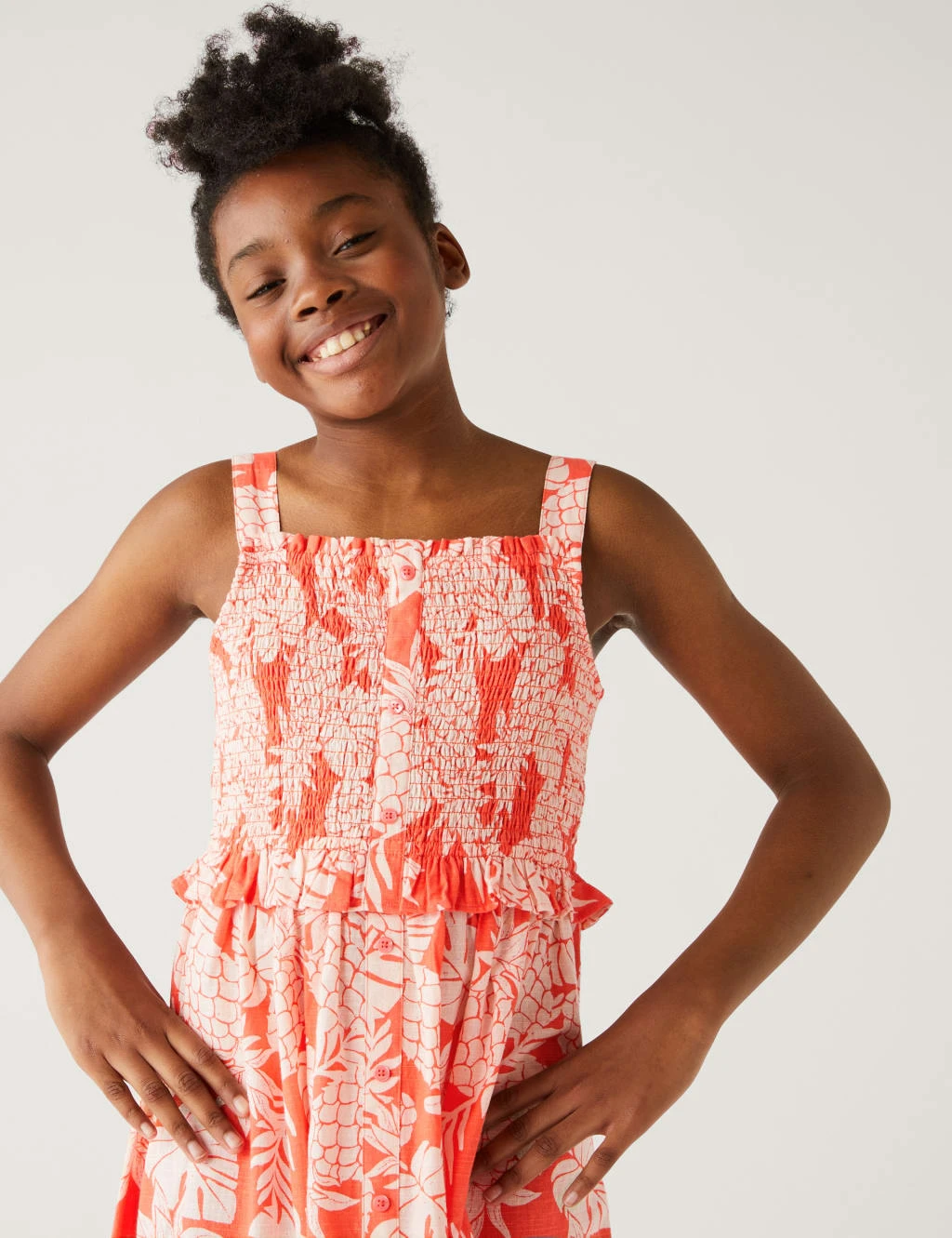 Pure Cotton Pineapple Print Maxi Dress (6-16 Yrs) 3 Pure Cotton Pineapple Print Maxi Dress (6-16 Yrs) - Image 3