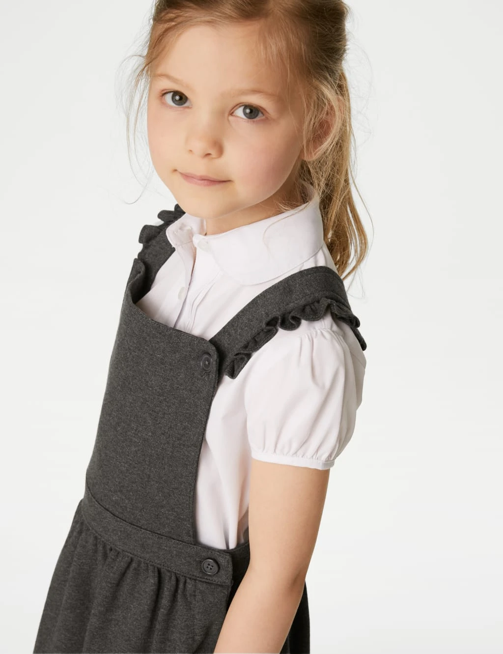 Girls' Jersey Frilled School Pinafore (2-12 Yrs) 3 Girls' Jersey Frilled School Pinafore (2-12 Yrs) - Image 3
