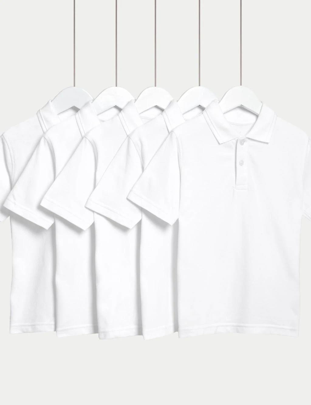 5pk Unisex Pure Cotton School Polo Shirts (2-18 Yrs) 2 5pk Unisex Pure Cotton School Polo Shirts (2-18 Yrs) - Image 2